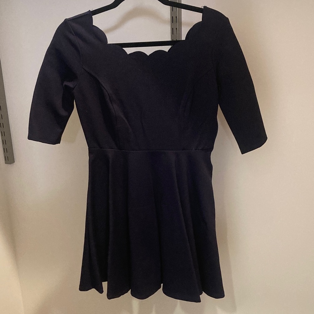 Lulu's Black Scalloped Mini Dress